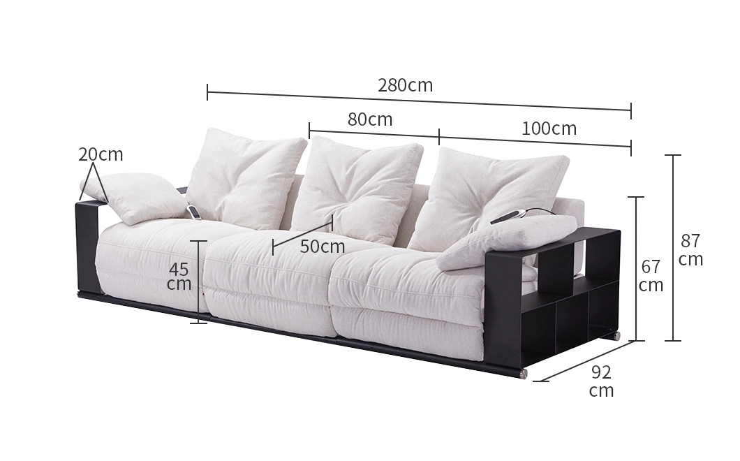 Italy Style Hot Sale Concise Premium Home Furniture Living Room Fabric Smart Recliner Latex Sofa
