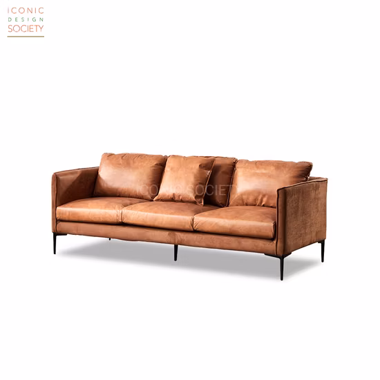 Moderne Wohnzimmermöbel, Holzrahmen, Eisenbeine, Hotel, Zuhause, Büro, Freizeit, Couch-Sets, Samtstoff, echtes Ledersofa