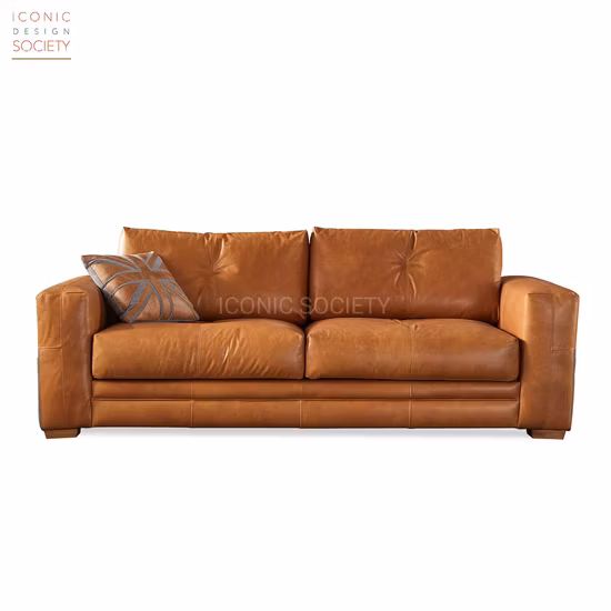 New Home Schwarzes Holzsofa aus genarbtem Leder für Wohnzimmermöbel-Set