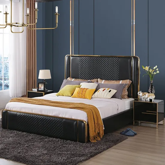 Neues Produkt 2022, modernes Casa Cama-Möbelset, Schlafsaal, Hotel, grünes Leder, Einzelbett